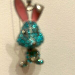 Sparkly bunny charm necklace with 18” silver chain.